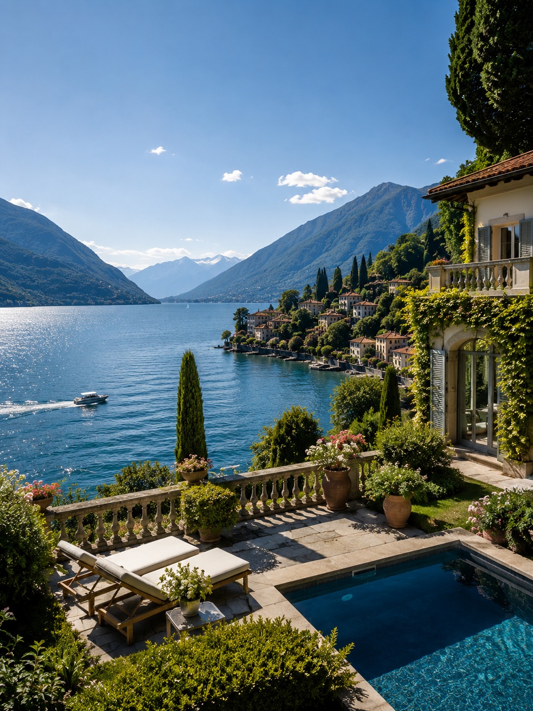 Terrasse mit Seeblick, Lago Maggiore